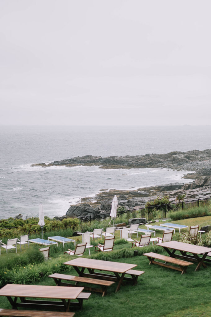 Cliff House Maine View from Bride and Groom Wedding First Look