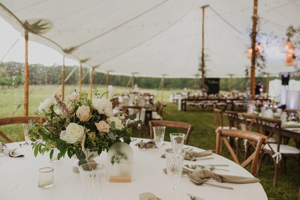 tented wedding guest table details 