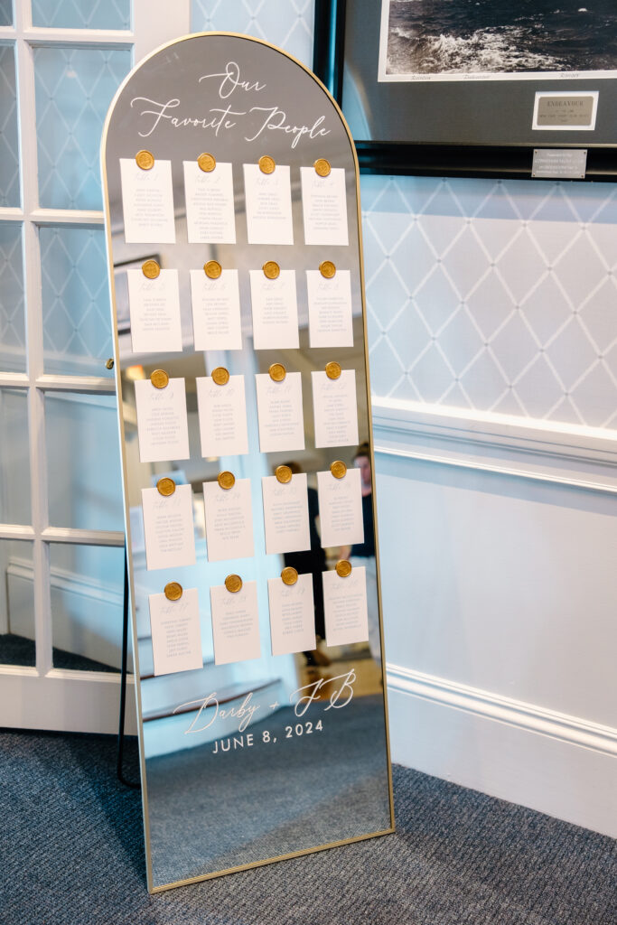 wedding seating chart, wedding mirror, our favorite people