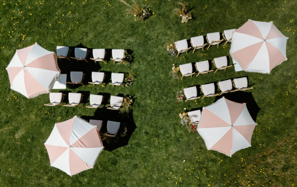 newport rhode island wedding ceremony umbrellas