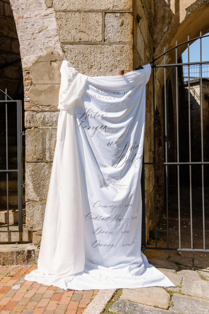 wedding welcome sign fort adams newport rhode island