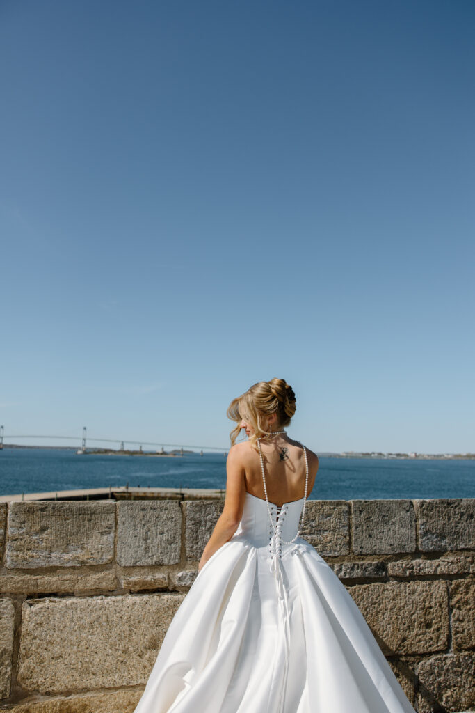 bridal portrait justin alexander signature corset back newport rhode island