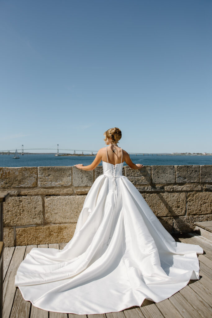 bridal portrait justin alexander signature corset back newport rhode island